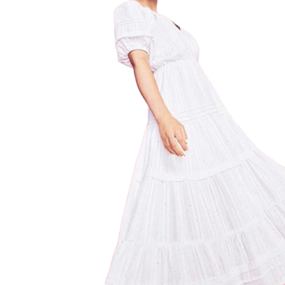 Betsey Johnson Boho White Confetti Tiered Prairie Dress